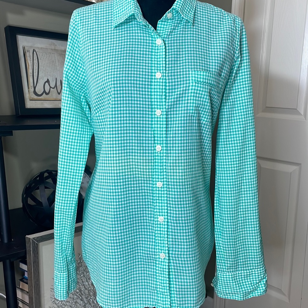 J Crew women’s gingham green